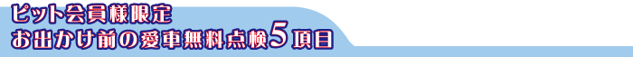 お出かけ前の愛車無料点検5項目